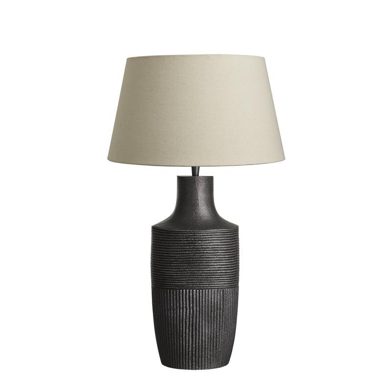 Ornate Vase Table Lamp-Industville-Pewter-Natural Cotton Empire Shade-nirohome