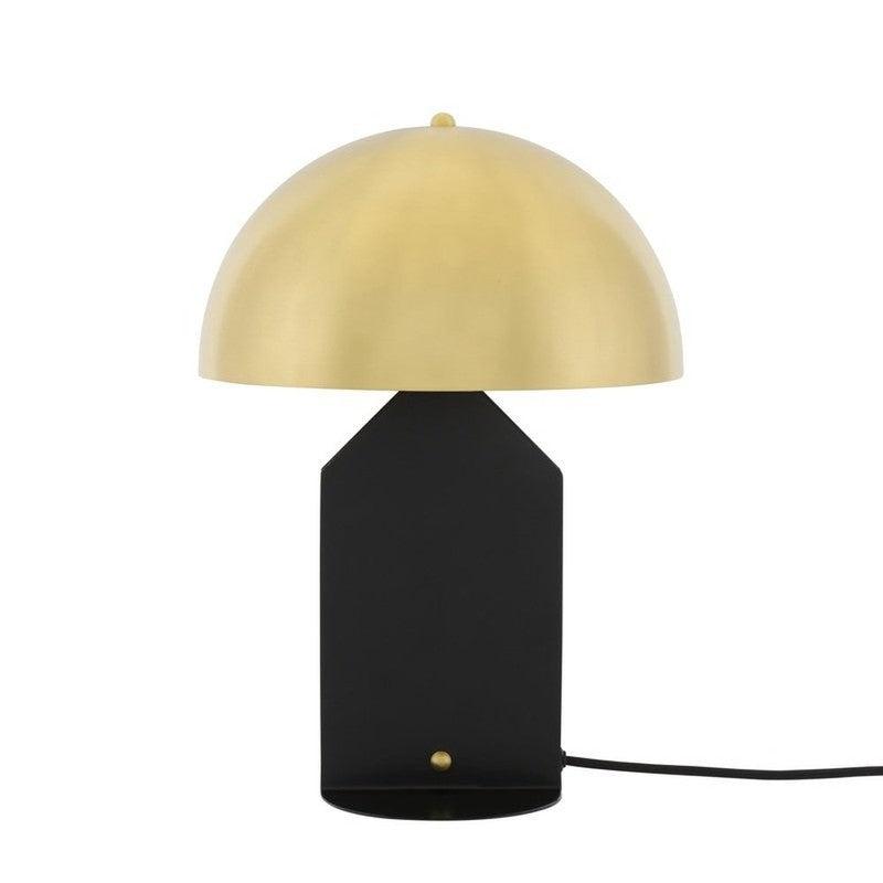 Pencil Brass Dome Table Lamp On Slim Black Metal Stand-Mullan Lighting-nirohome