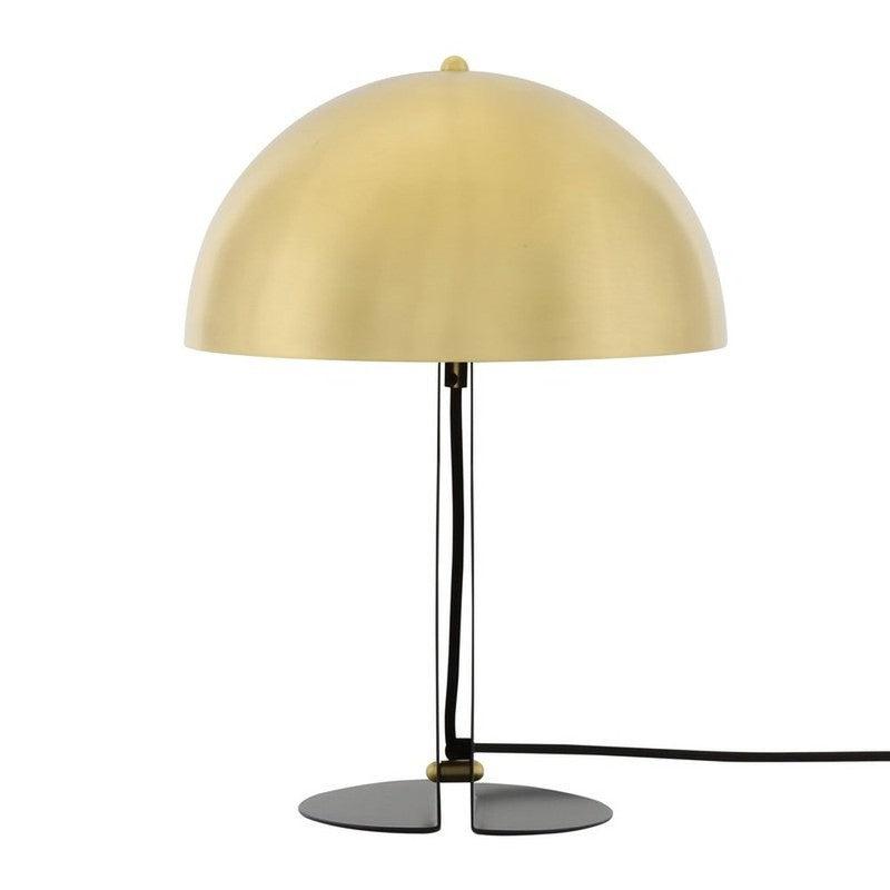 Pencil Brass Dome Table Lamp On Slim Black Metal Stand-Mullan Lighting-nirohome