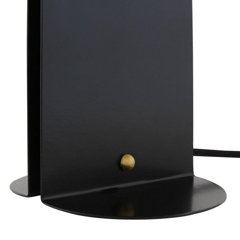 Pencil Brass Dome Table Lamp On Slim Black Metal Stand-Mullan Lighting-nirohome