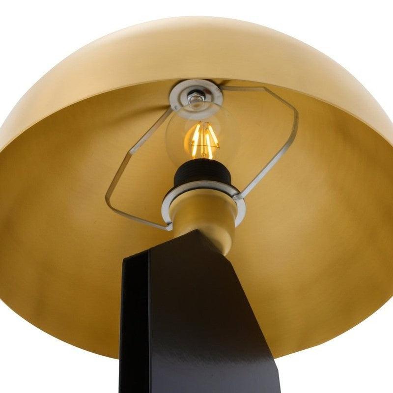 Pencil Brass Dome Table Lamp On Slim Black Metal Stand-Mullan Lighting-nirohome