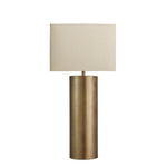 Pillar Cylinder Table Lamp-Industville-Brass-Natural Cotton Rounded Rectangular Shade-nirohome