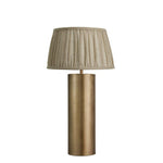 Pillar Cylinder Table Lamp-Industville-Brass-Pleated Pure Linen Empire Shade-nirohome