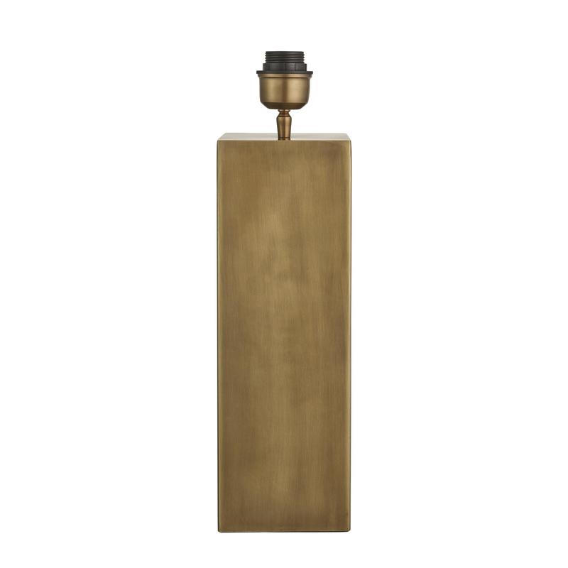 Pillar Square Table Lamp-Industville-Brass-Natural Cotton Empire -Large Shade-nirohome