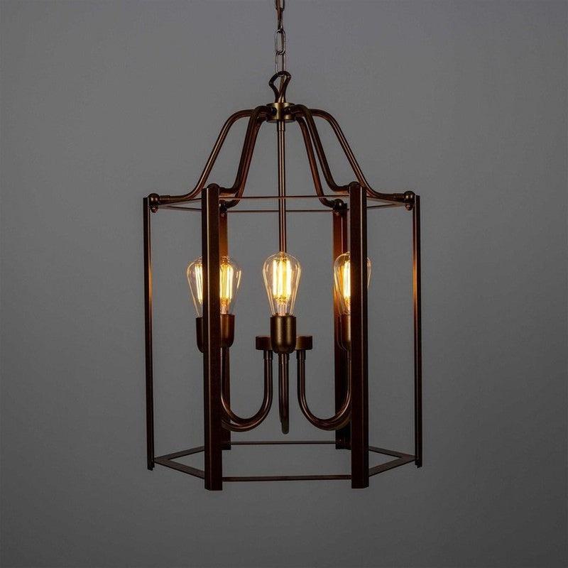 Portroe Indoor Hanging Lantern Chandelier - 4-6 Light-Mullan Lighting-Powder- Coated Matte Black-Four Light-100cm-nirohome