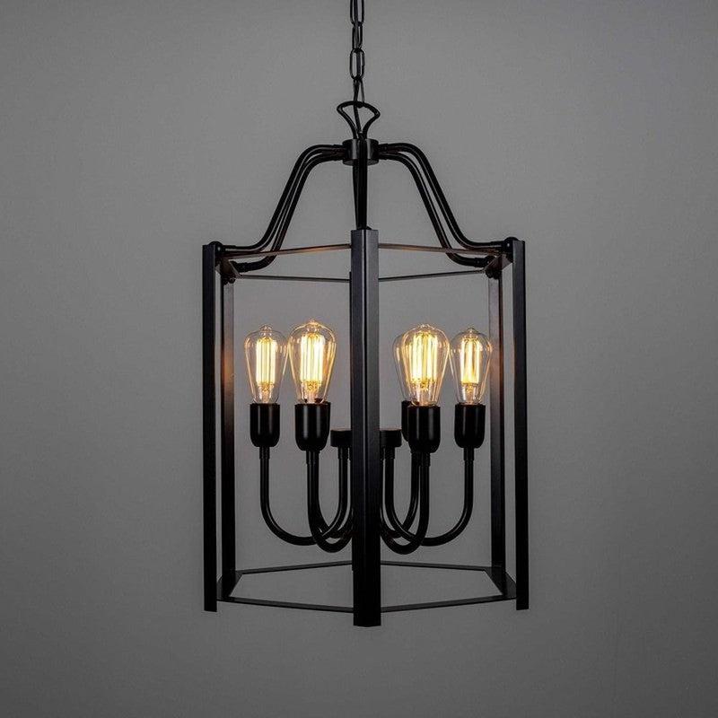 Portroe Indoor Hanging Lantern Chandelier - 4-6 Light-Mullan Lighting-Powder- Coated Matte Black-Six Light+ £422.40-100cm-nirohome