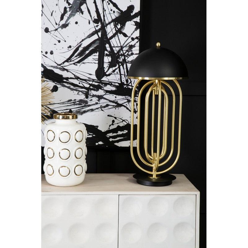 Ramsey Gold Rotating Rod Table Lamp With Dome shaped Shade-Niro Home-White-nirohome