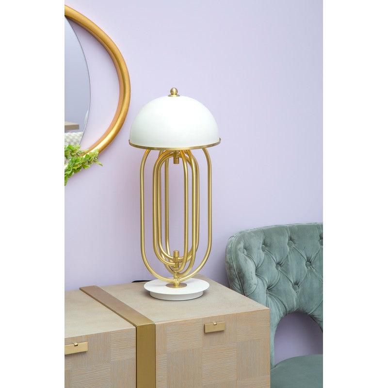 Ramsey Gold Rotating Rod Table Lamp With Dome shaped Shade-Niro Home-White-nirohome