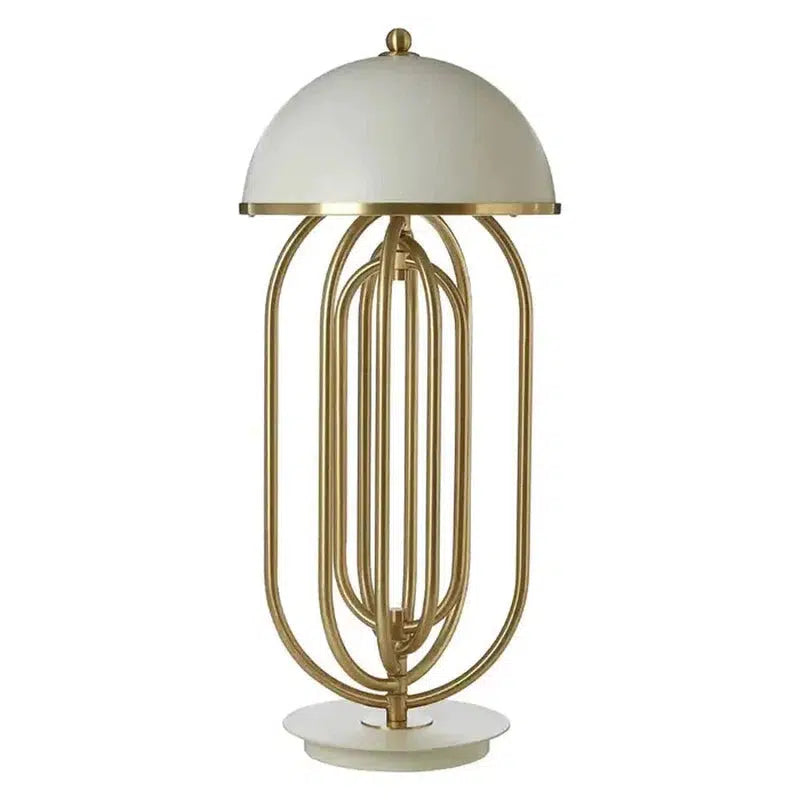 Ramsey Gold Rotating Rod Table Lamp With Dome shaped Shade-Niro Home-White-nirohome