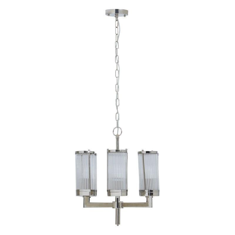 Reed Nickel Finish Fluted Glass Chandelier-Niro Home-nirohome