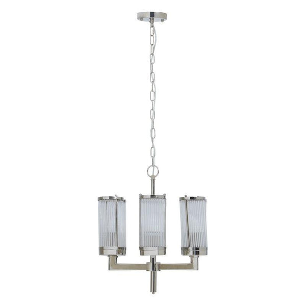 Reed Nickel Finish Fluted Glass Chandelier