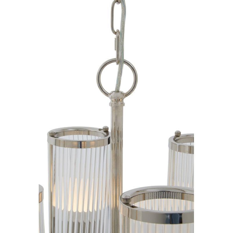 Reed Nickel Finish Fluted Glass Chandelier-Wrenford & Co.-nirohome