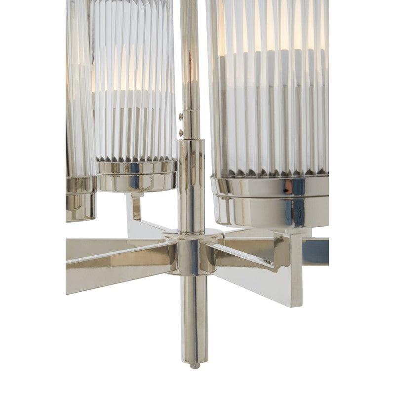 Reed Nickel Finish Fluted Glass Chandelier-Wrenford & Co.-nirohome