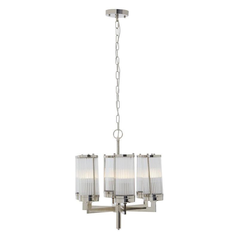 Reed Nickel Finish Fluted Glass Chandelier-Wrenford & Co.-nirohome