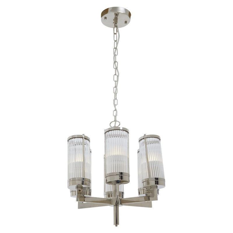 Reed Nickel Finish Fluted Glass Chandelier-Wrenford & Co.-nirohome