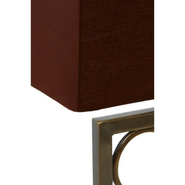 Rhodes Circular Design Table Lamp With Maroon Shade