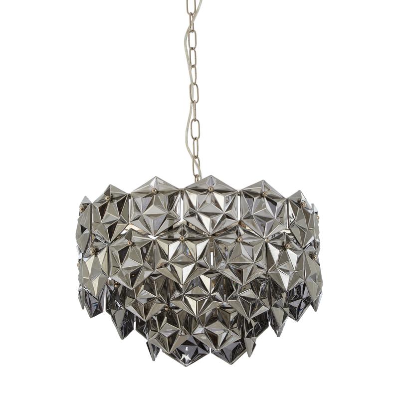 Riley Geometric Smoked Grey Glass Pendant Light-Niro Home-nirohome