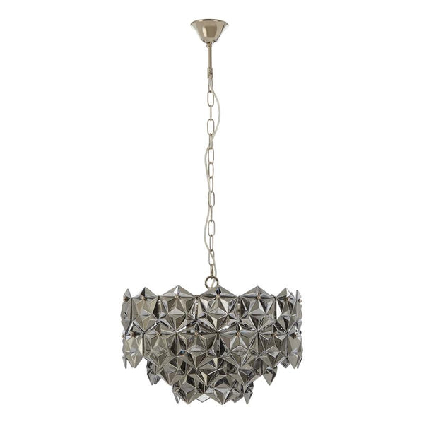 Riley Geometric Smoked Grey Glass Pendant Light