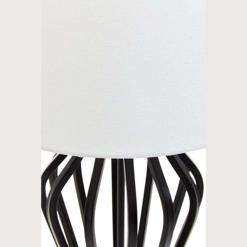 Rollins Black Iron Frame Table Lamp With Marble Base & Fabric Shade-Wrenford & Co.-nirohome