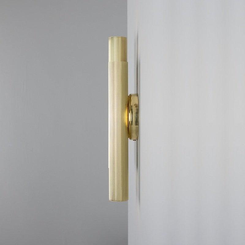 Royce Modern Reeded Brass Double Wall Light-Mullan Lighting-Antique Brass-nirohome