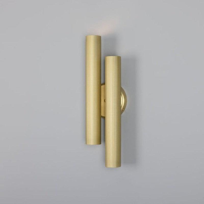 Royce Modern Reeded Brass Double Wall Light-Mullan Lighting-Satin Brass-nirohome