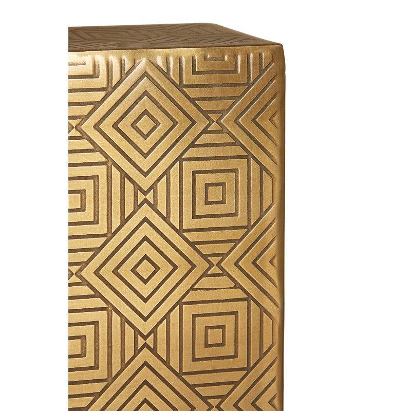 Ruiz Gold Patterned Table Lamp With Marble Base & Fabric Shade-Niro Home-nirohome