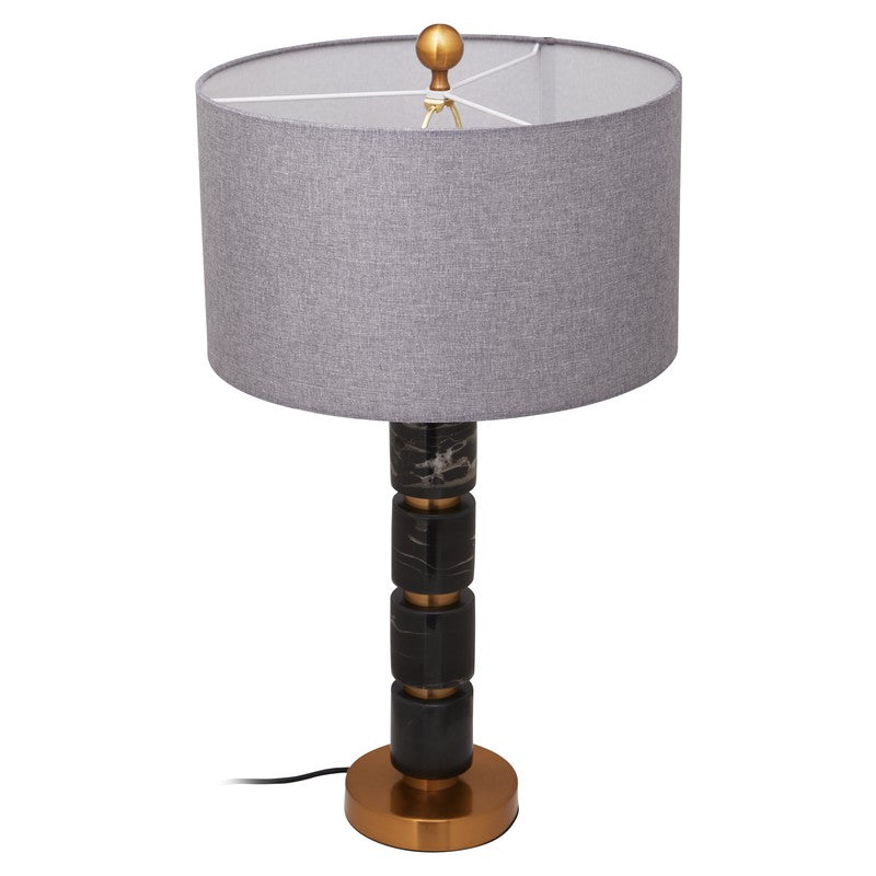 Sampson Marble Column Table Lamp With Gold Stem & Fabric Shade-Niro Home-nirohome