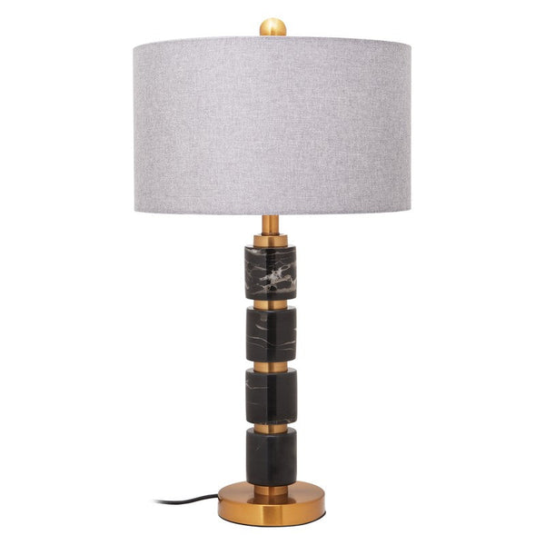 Sampson Marble Column Table Lamp With Gold Stem & Fabric Shade