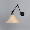 Savannah Adjustable Arm Wall Light with Large Bell Shaped Rattan Shade-Mullan Lighting-Powder Coated Matt Black-nirohome