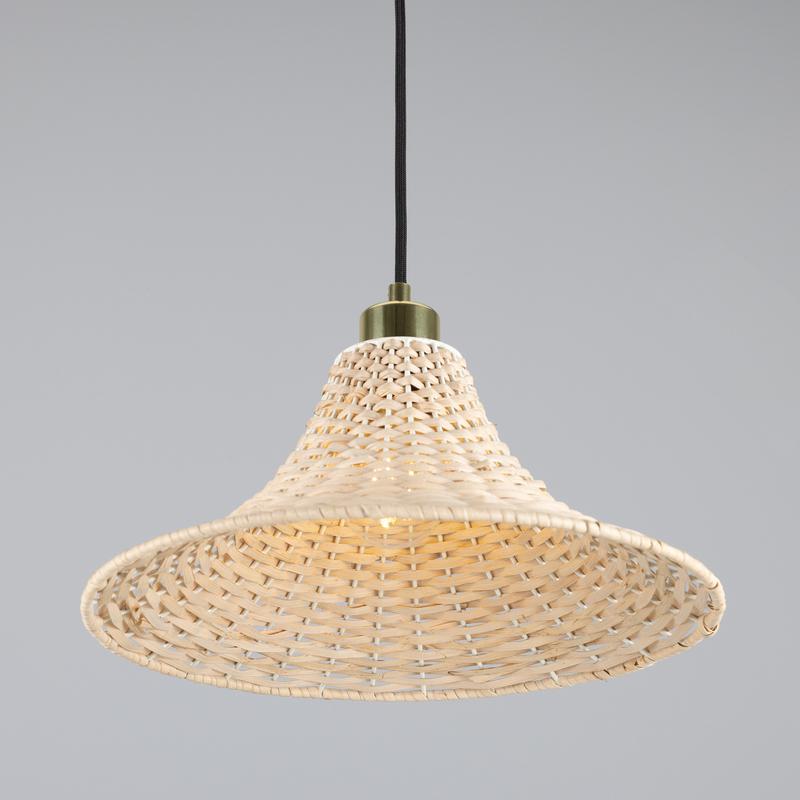 Savannah Large Bell Shaped Rattan Pendant Light 34.5cm-Mullan Lighting-Antique Brass-100cm-nirohome