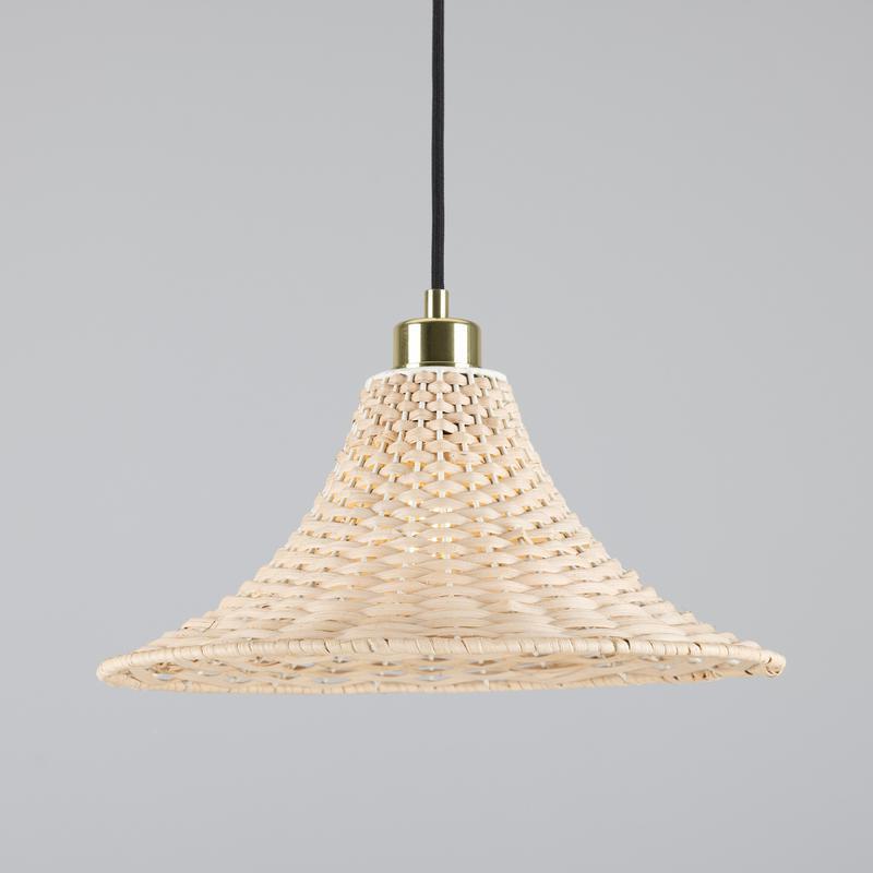 Savannah Large Bell Shaped Rattan Pendant Light 34.5cm-Mullan Lighting-Antique Brass-100cm-nirohome