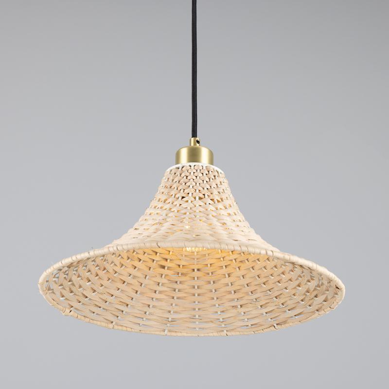 Savannah Large Bell Shaped Rattan Pendant Light 34.5cm-Mullan Lighting-Antique Brass-100cm-nirohome