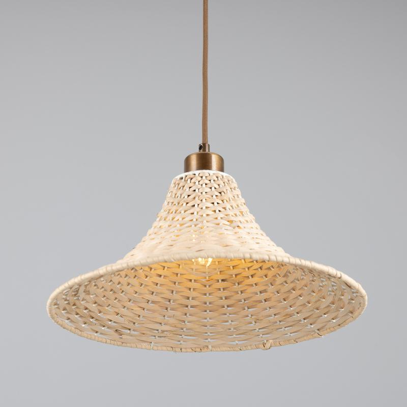 Savannah Large Bell Shaped Rattan Pendant Light 34.5cm-Mullan Lighting-Antique Brass-100cm-nirohome