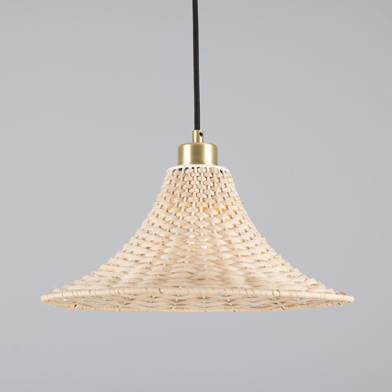 Savannah Large Bell Shaped Rattan Pendant Light 34.5cm-Mullan Lighting-Antique Brass-100cm-nirohome