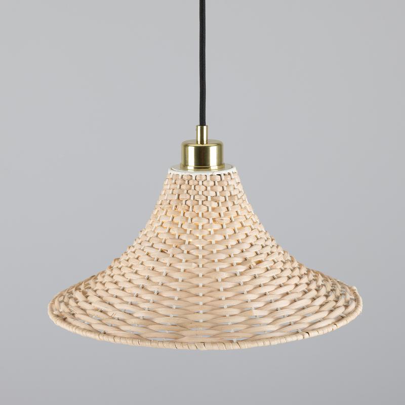 Savannah Large Bell Shaped Rattan Pendant Light 34.5cm-Mullan Lighting-Polished Brass-100cm-nirohome