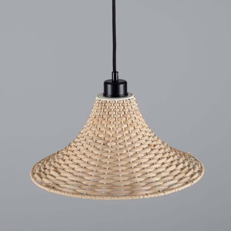 Savannah Large Bell Shaped Rattan Pendant Light 34.5cm-Mullan Lighting-Powder Coated Matt Black-100cm-nirohome