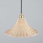 Savannah Large Bell Shaped Rattan Pendant Light 34.5cm-Mullan Lighting-Satin Brass-100cm-nirohome