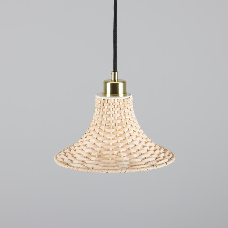 Savannah Small Bell Shaped Rattan Pendant Light 24cm-Mullan Lighting-Antique Brass-100cm-nirohome