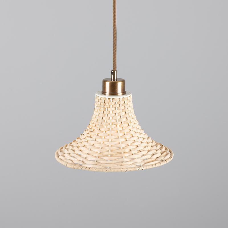 Savannah Small Bell Shaped Rattan Pendant Light 24cm-Mullan Lighting-Antique Brass-100cm-nirohome