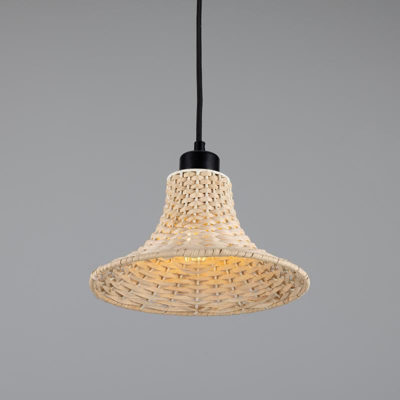 Savannah Small Bell Shaped Rattan Pendant Light 24cm-Mullan Lighting-Antique Brass-100cm-nirohome