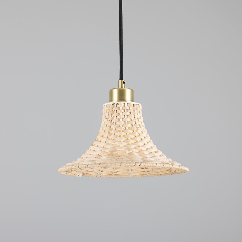 Savannah Small Bell Shaped Rattan Pendant Light 24cm-Mullan Lighting-Antique Brass-100cm-nirohome