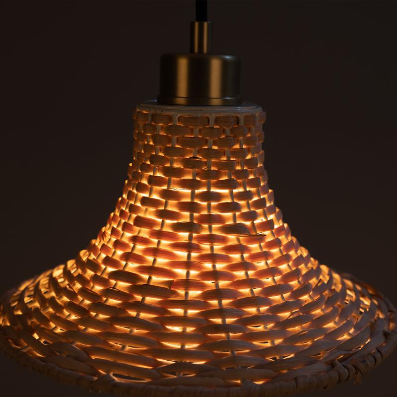 Savannah Small Bell Shaped Rattan Pendant Light 24cm-Mullan Lighting-Antique Brass-100cm-nirohome