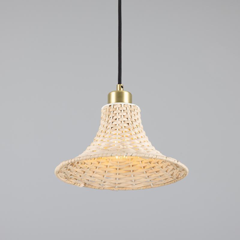 Savannah Small Bell Shaped Rattan Pendant Light 24cm-Mullan Lighting-Antique Brass-100cm-nirohome