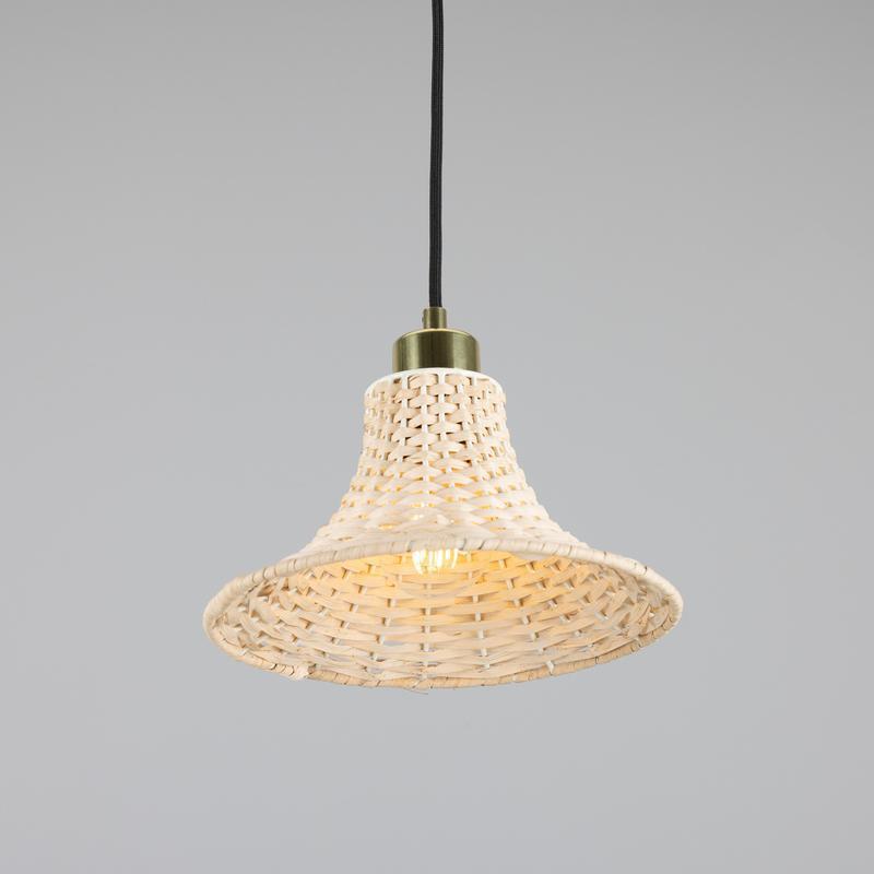 Savannah Small Bell Shaped Rattan Pendant Light 24cm-Mullan Lighting-Antique Brass-100cm-nirohome