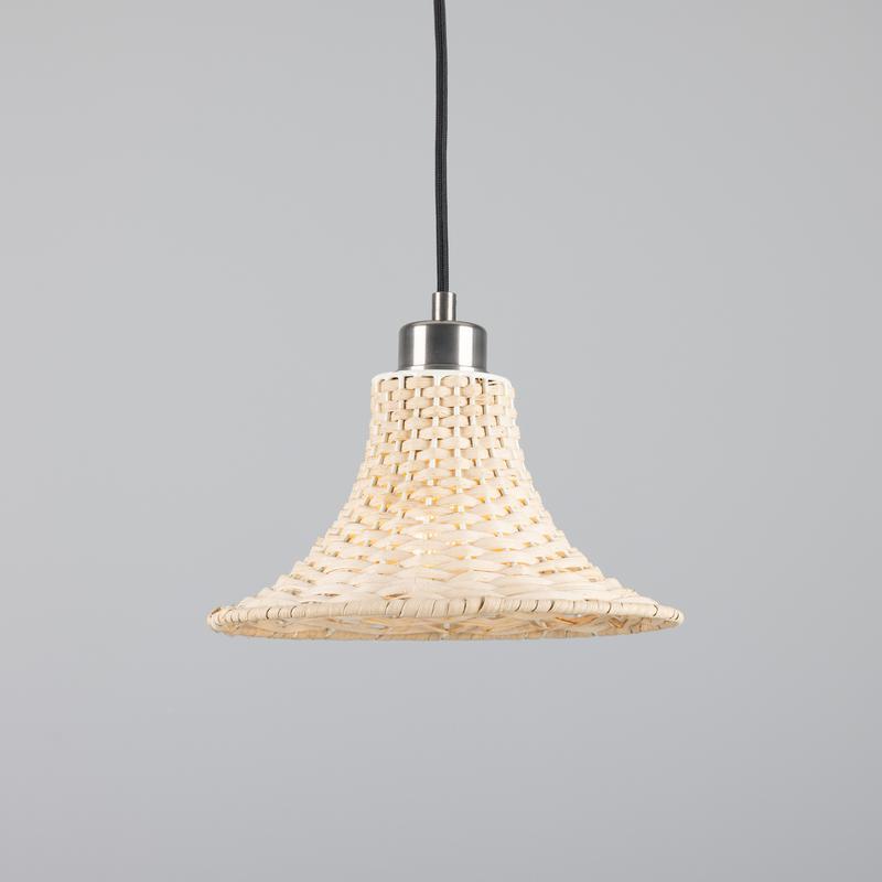 Savannah Small Bell Shaped Rattan Pendant Light 24cm-Mullan Lighting-Antique Silver-100cm-nirohome