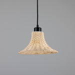 Savannah Small Bell Shaped Rattan Pendant Light 24cm-Mullan Lighting-Powder Coated Matt Black-100cm-nirohome