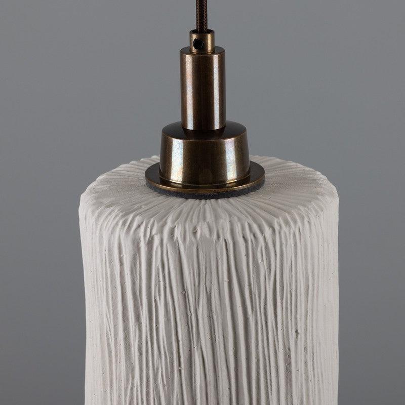 Senna Organic Ceramic Cylinder Bathroom Pendant Light in Matt White Striped - IP44-Mullan Lighting-Antique Brass-100cm-nirohome