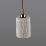 Senna Organic Ceramic Cylinder Bathroom Pendant Light in Matt White Striped - IP44-Mullan Lighting-Antique Brass-100cm-nirohome