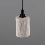 Senna Organic Ceramic Cylinder Bathroom Pendant Light in Matt White Striped - IP44-Mullan Lighting-Powder Coated Matt Black-100cm-nirohome