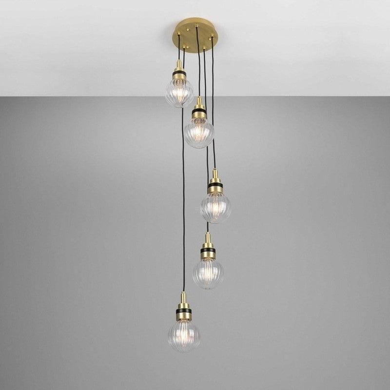 Seoul Cluster Chandelier-Mullan Lighting-Antique Brass-Clear Teardrop-nirohome